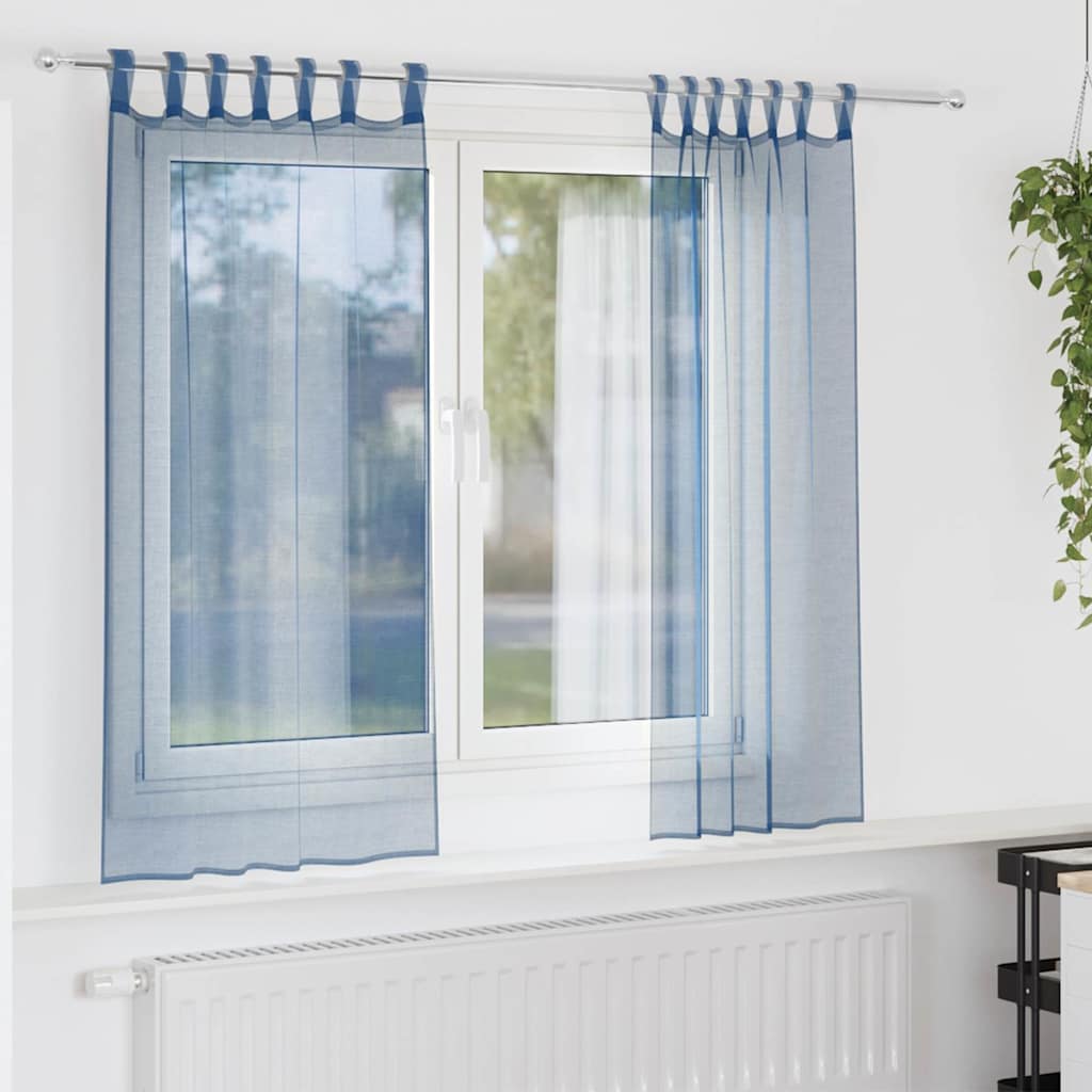 Voile Vorhänge mit Schlaufen 2 Stk. Königsblau 140x175 cm