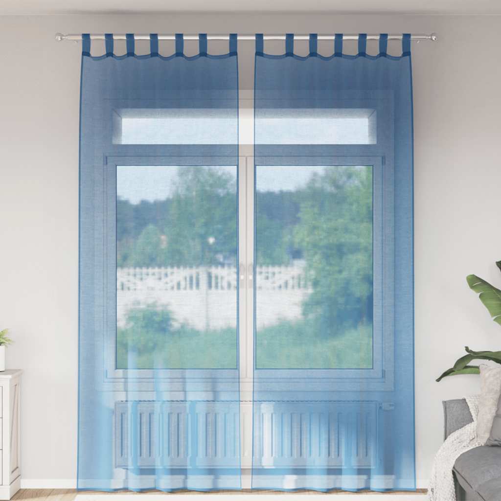 Voile Vorhänge mit Schlaufen 2 Stk. Königsblau 140x260 cm