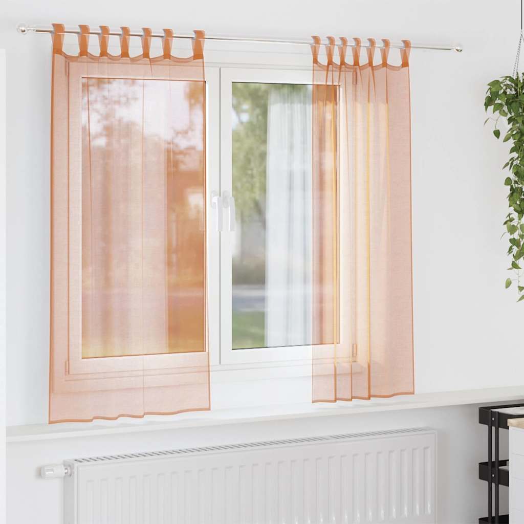 Voile Vorhänge mit Schlaufen 2 Stk. Terrakottarot 140x175 cm