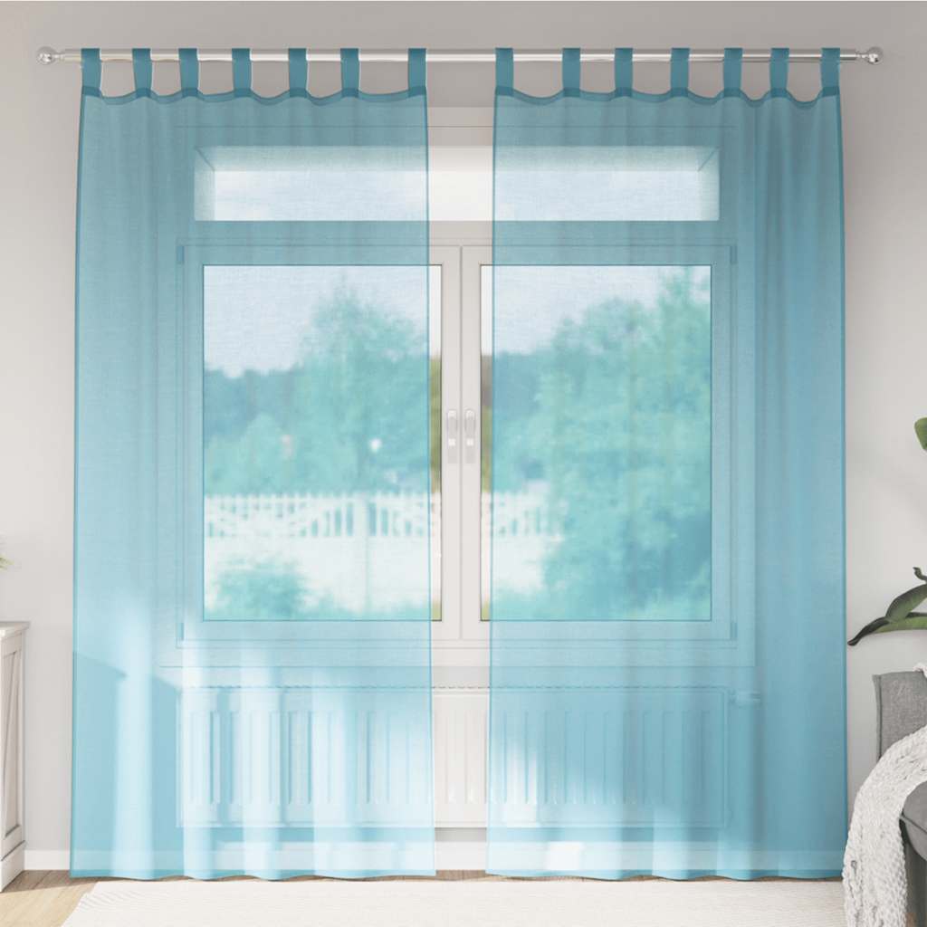Voile Vorhänge mit Schlaufen 2 Stk. Türkis 140x225 cm