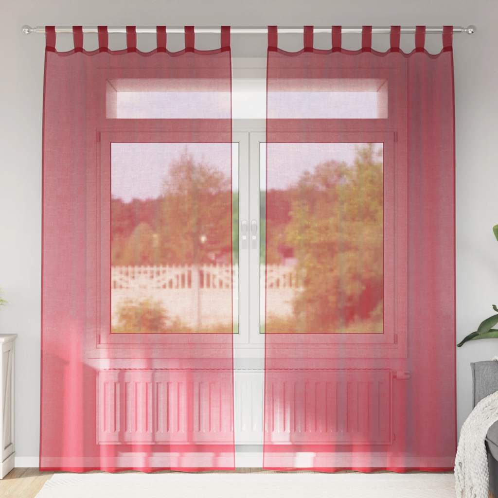 Voile Vorhänge mit Schlaufen 2 Stk. Weinrot 140x245 cm
