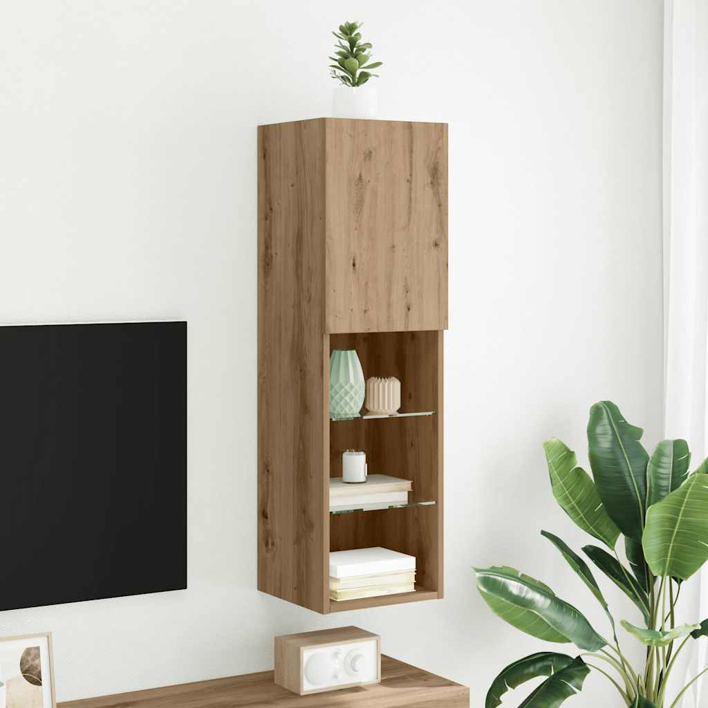 TV-Schrank mit LED-Leuchten Artisan-Eiche 30,5x30x102 cm