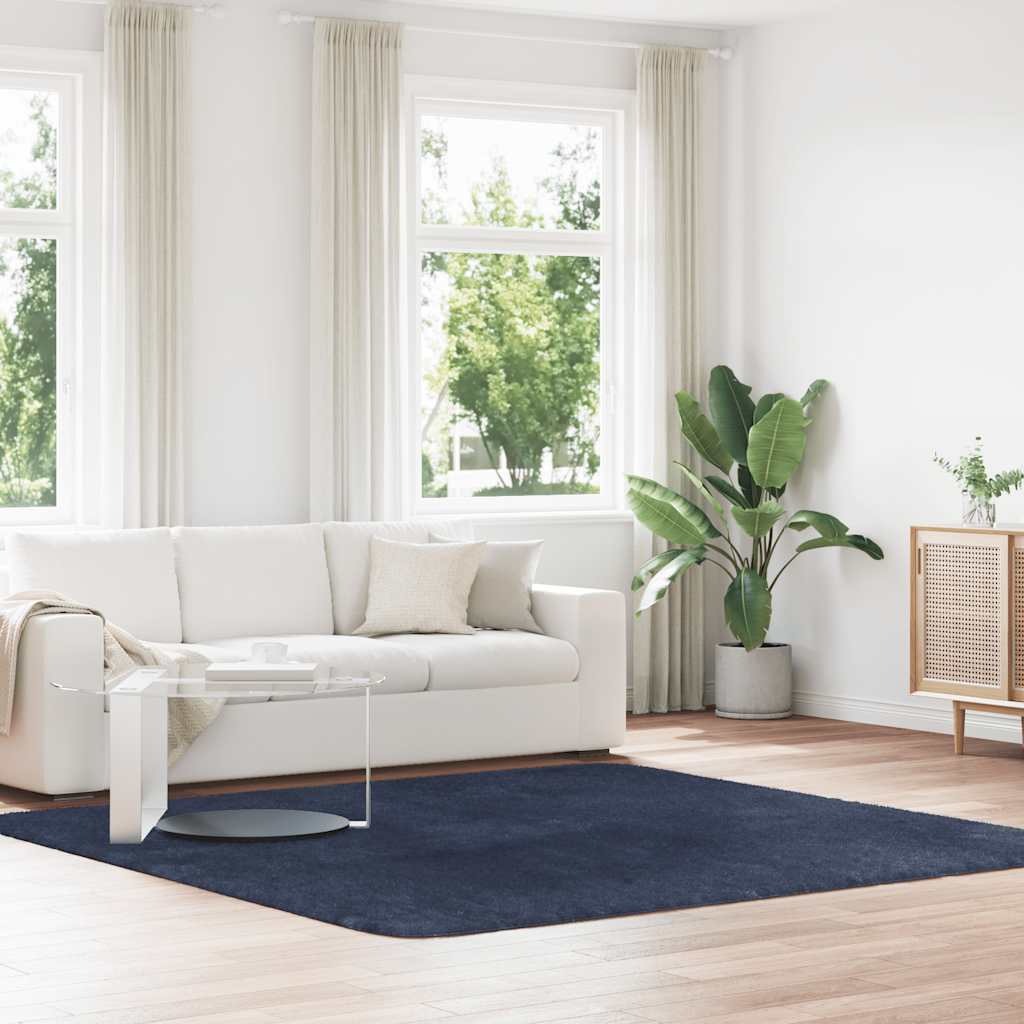 Teppich Shaggy Hochflor NAVARRA Marineblau 240x240 cm Polyester