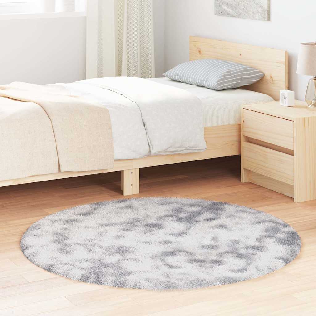 Teppich Shaggy Hochflor NAVARRA Silbergrau 120x120 cm Polyester