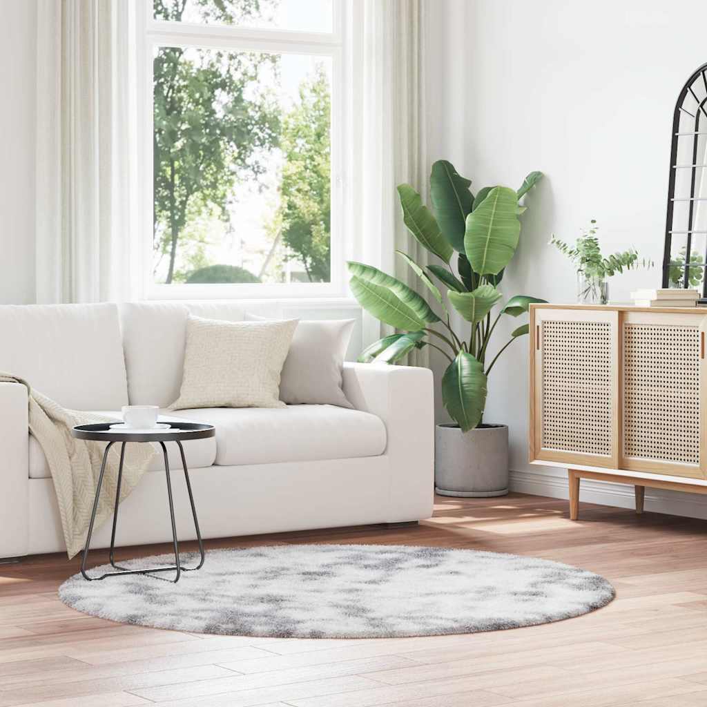 Teppich Shaggy Hochflor NAVARRA Silbergrau 160x160 cm Polyester