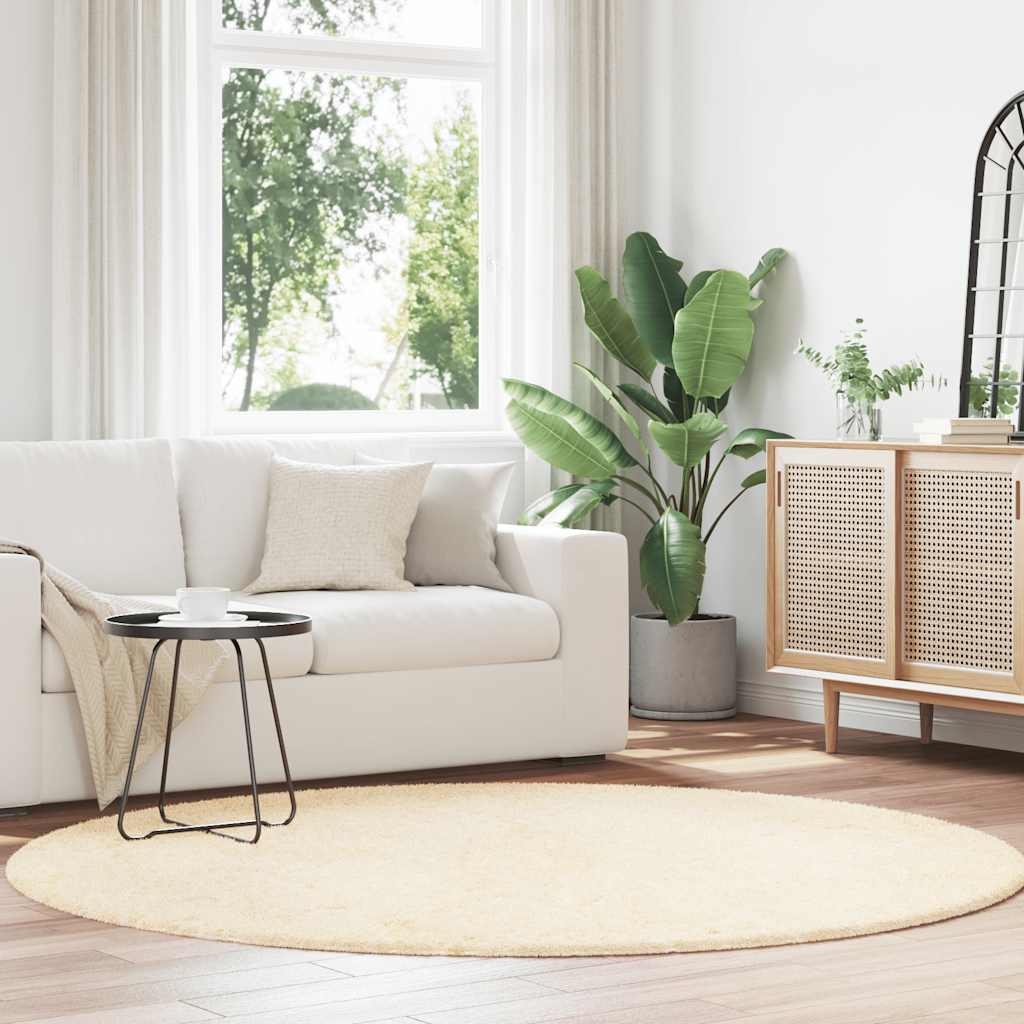 Teppich Shaggy Hochflor NAVARRA Creme 200x200 cm Polyester
