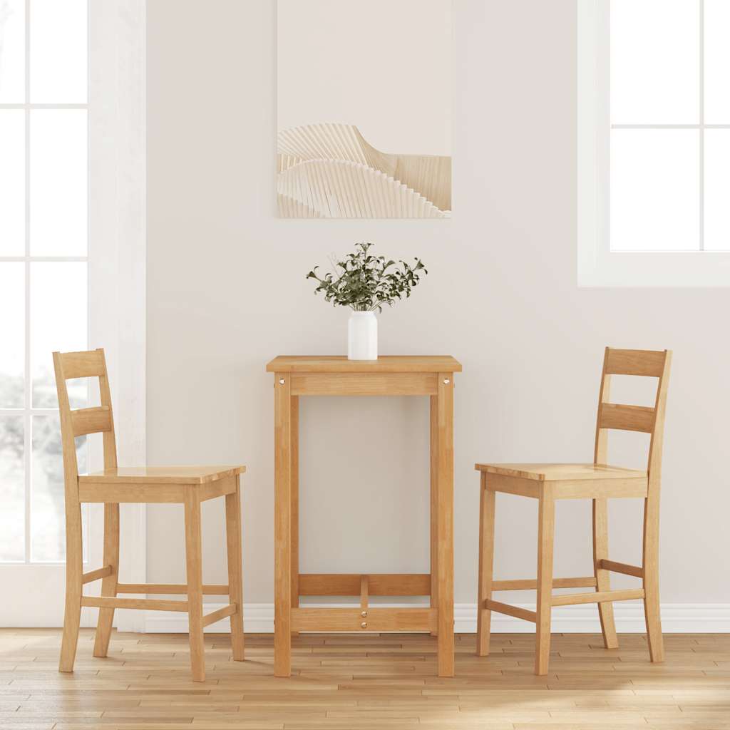 Barhocker 2 Stk. Natur Massivholz Gummibaum
