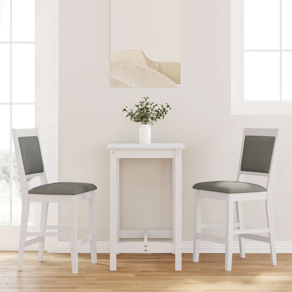 Barhocker mit Kissen 2 Stk. Weiß Massivholz Gummibaum