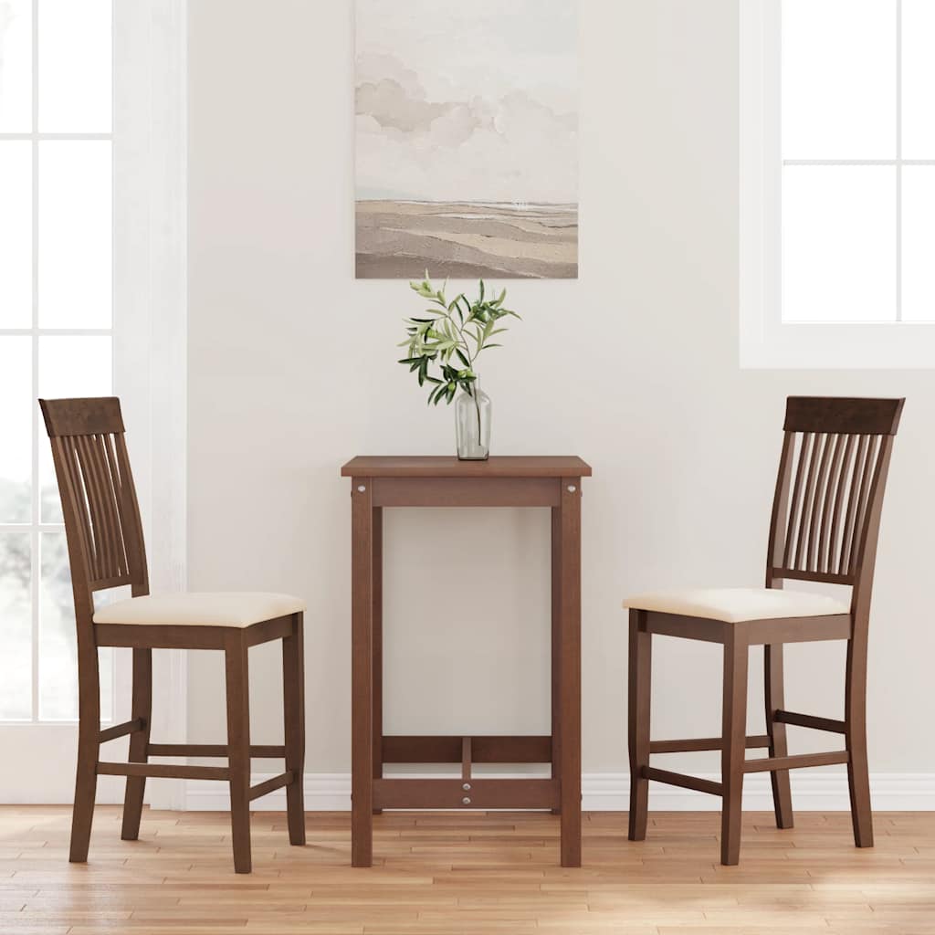 Barhocker mit Kissen 2 Stk. Braun Massivholz Gummibaum