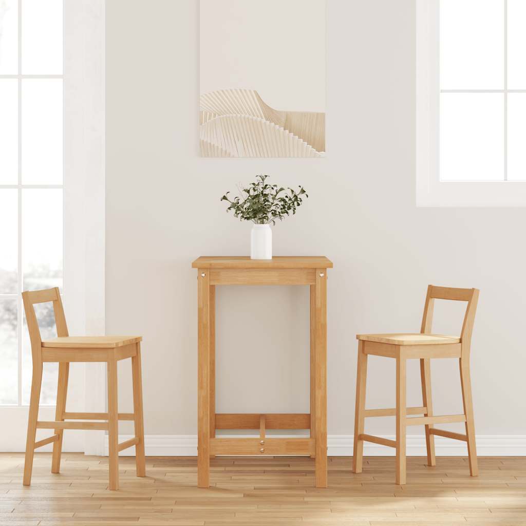 Barhocker 2 Stk. Natur Massivholz Gummibaum