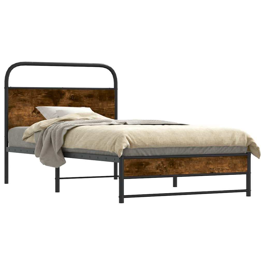 Bettgestell ohne Matratze 107x203 cm Räuchereiche Holzwerkstoff