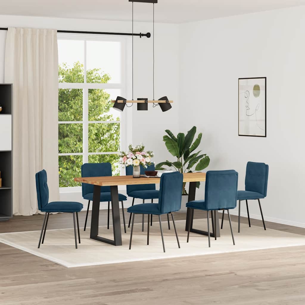 Esszimmerstühle 6 Stk. Blau Samt