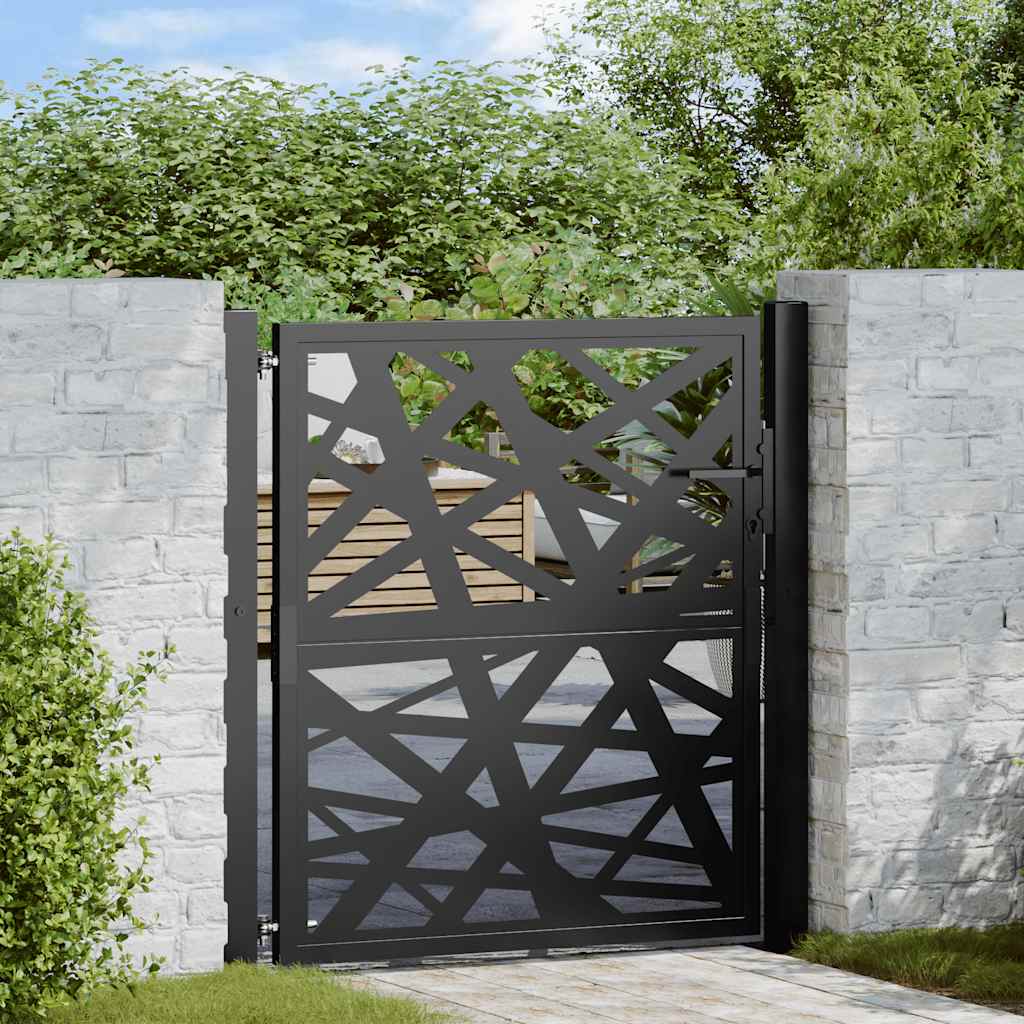 Gartentor Schwarz 100x100 cm Stahl Lichtdesign