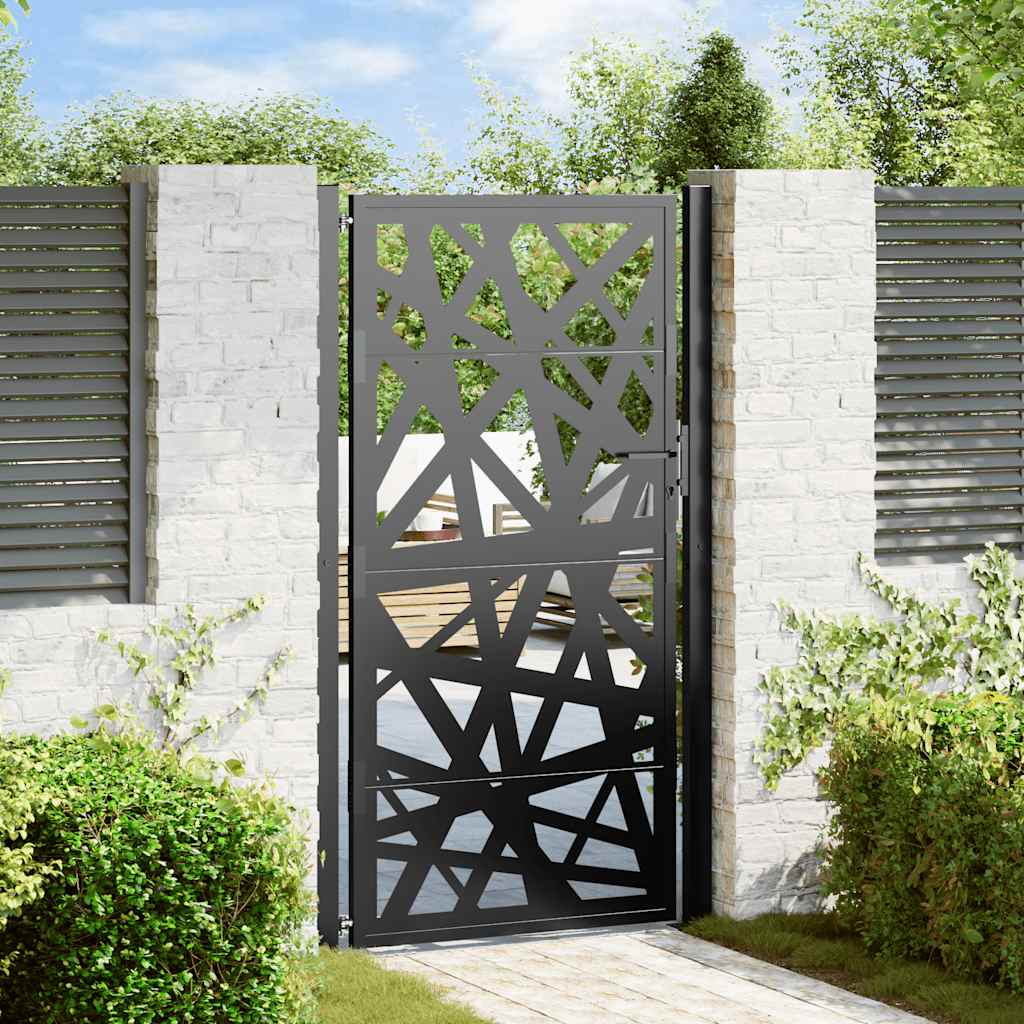 Gartentor Schwarz 100x175 cm Stahl Leichtes Design