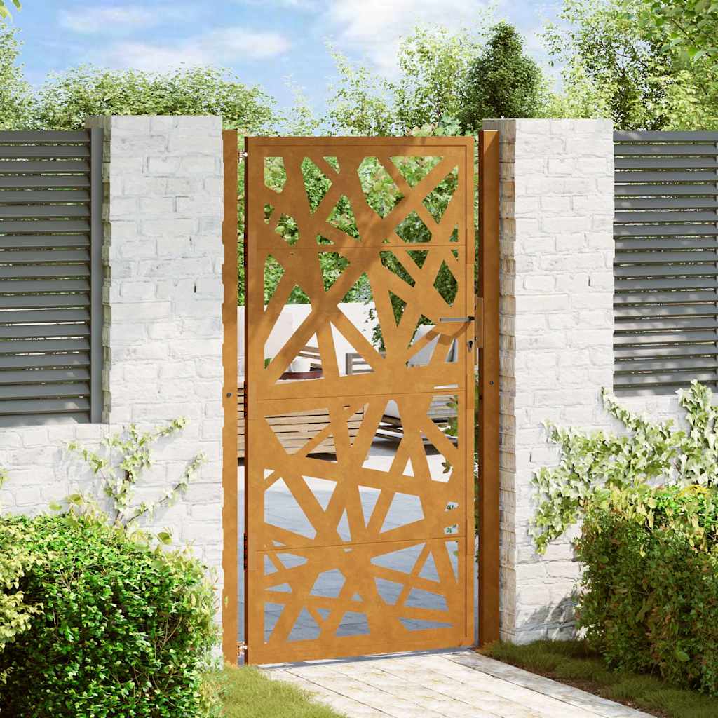 Gartentor 100x200 cm Cortenstahl Helles Design