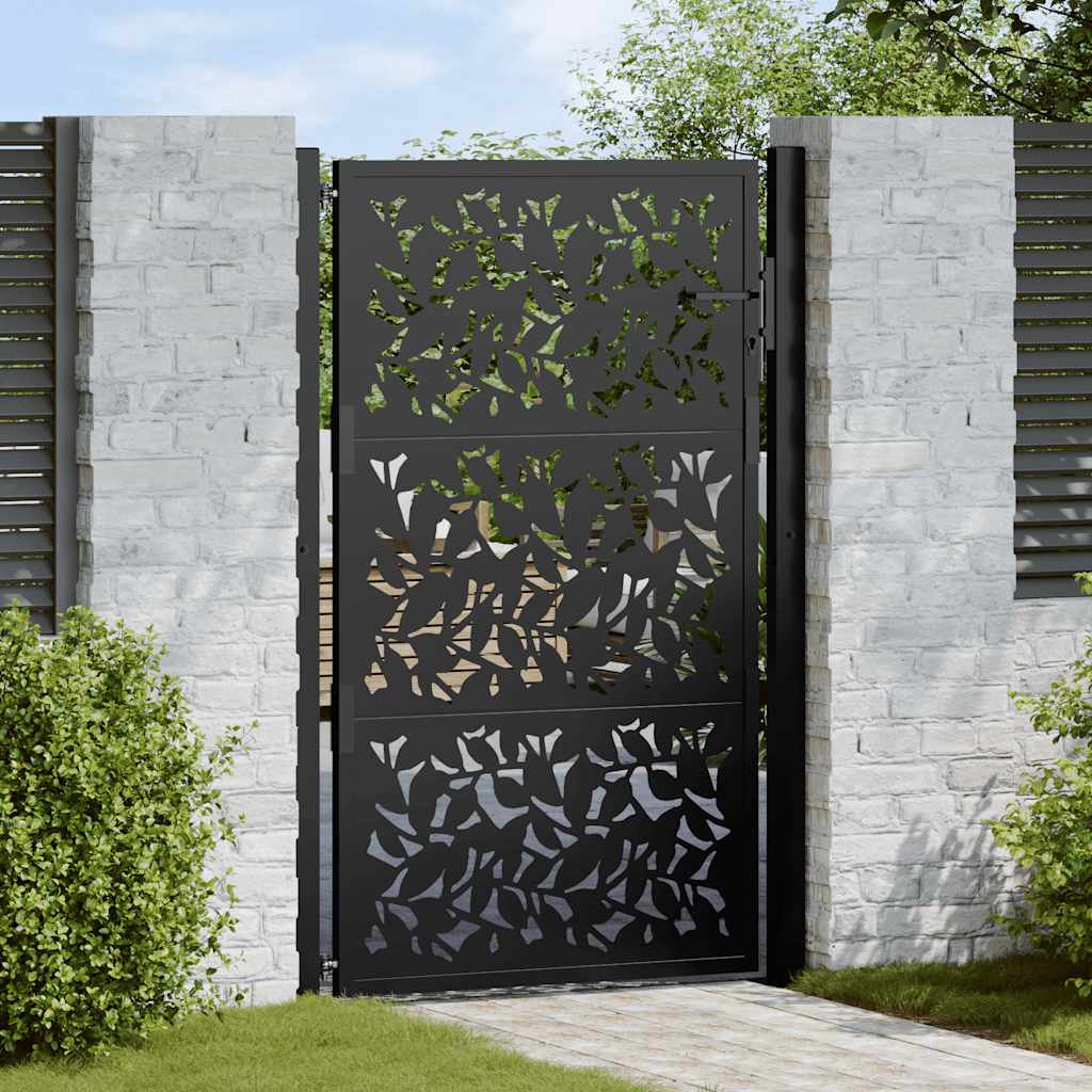 Gartentor Schwarz 100x150 cm Stahlblatt-Design