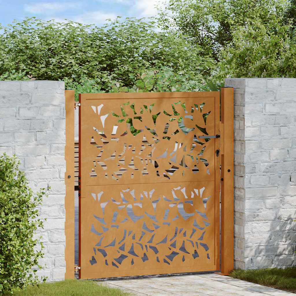 Gartentor 100x100 cm Wetterfester Stahl Blattdesign