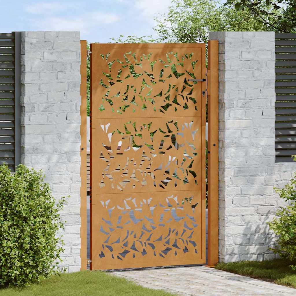 Gartentor 100x150 cm Wetterfester Stahl Blattdesign