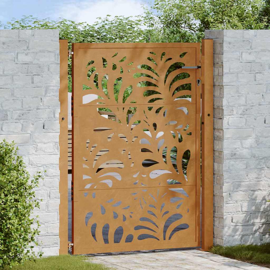 Gartentor 100x125 cm Verwitterungsstahl Wellendesign