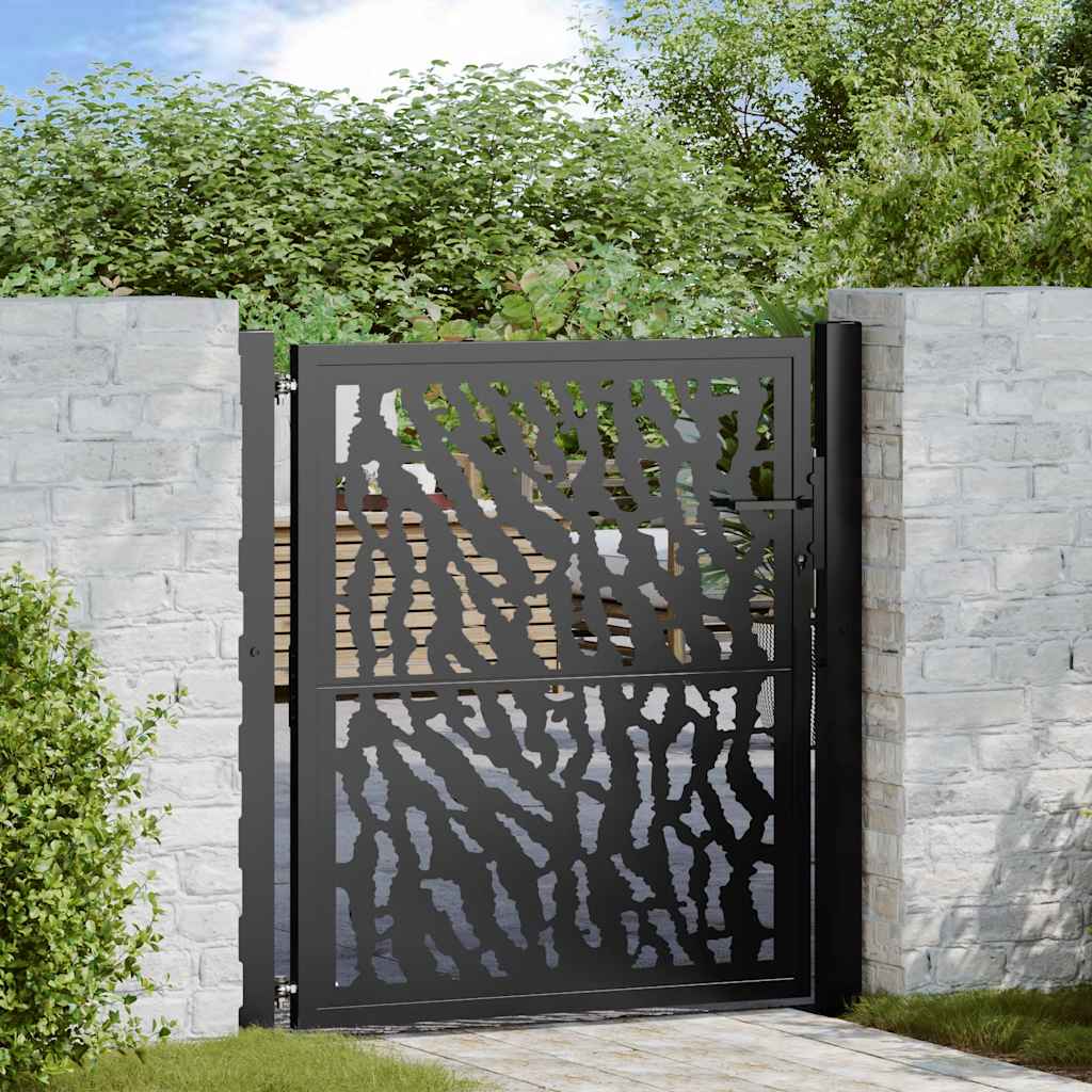 Gartentor Schwarz 100x100 cm Stahl Trace Design
