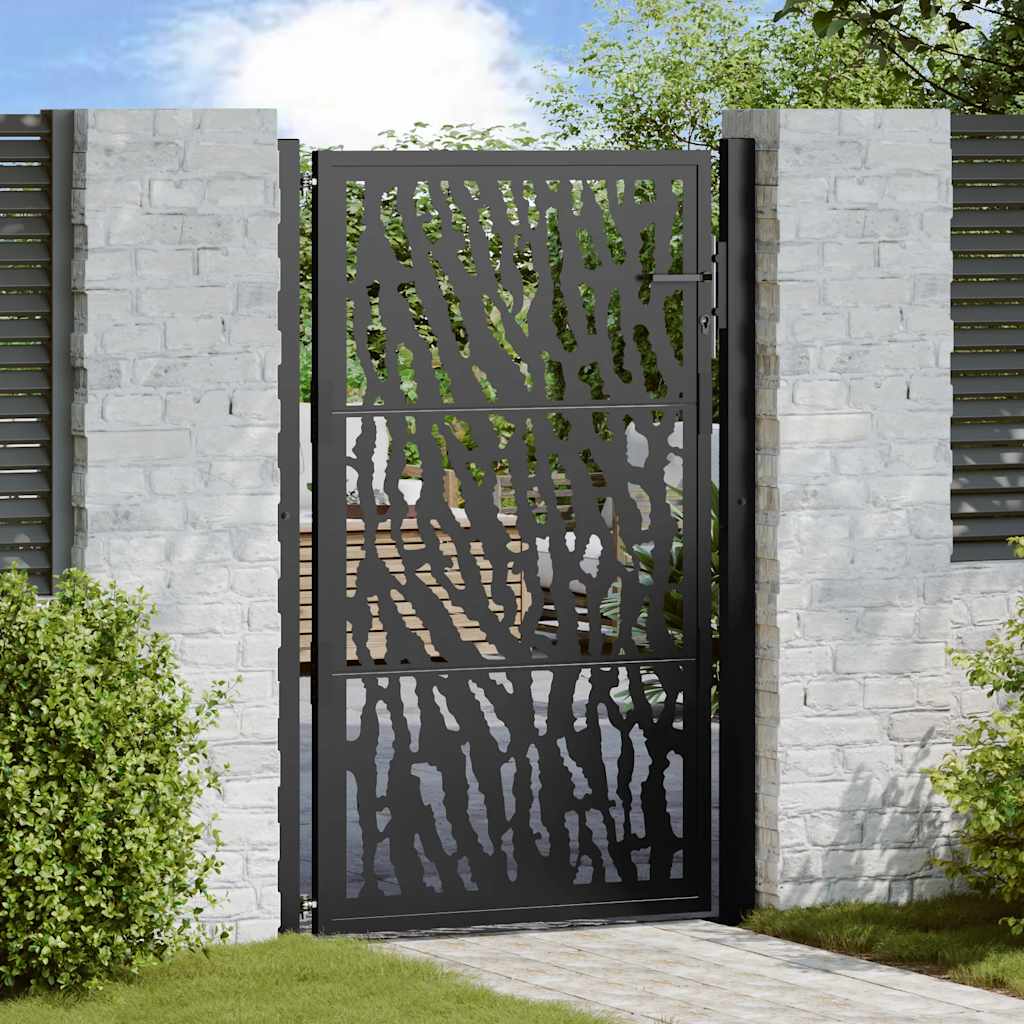 Gartentor Schwarz 100x150 cm Stahl Trace Design