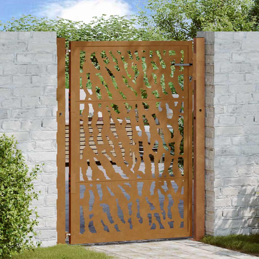 Gartentor 100x125 cm Verwitterungsstahl Trace-Design