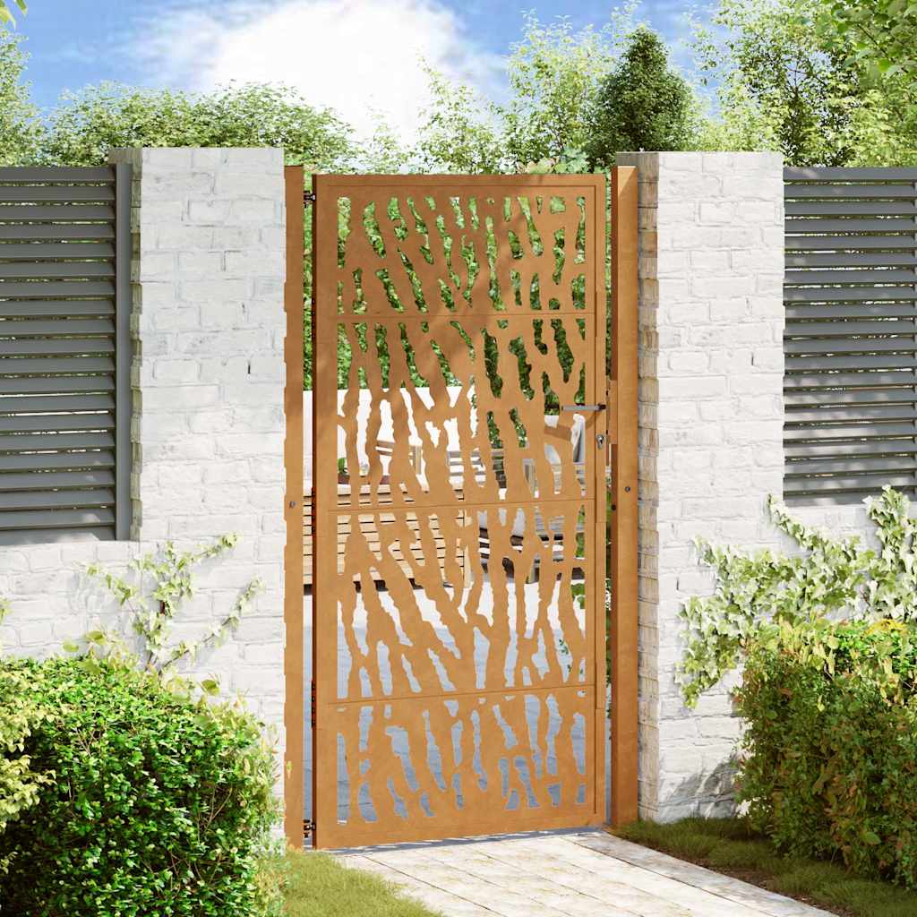 Gartentor 100x200 cm Verwitterungsstahl Trace-Design
