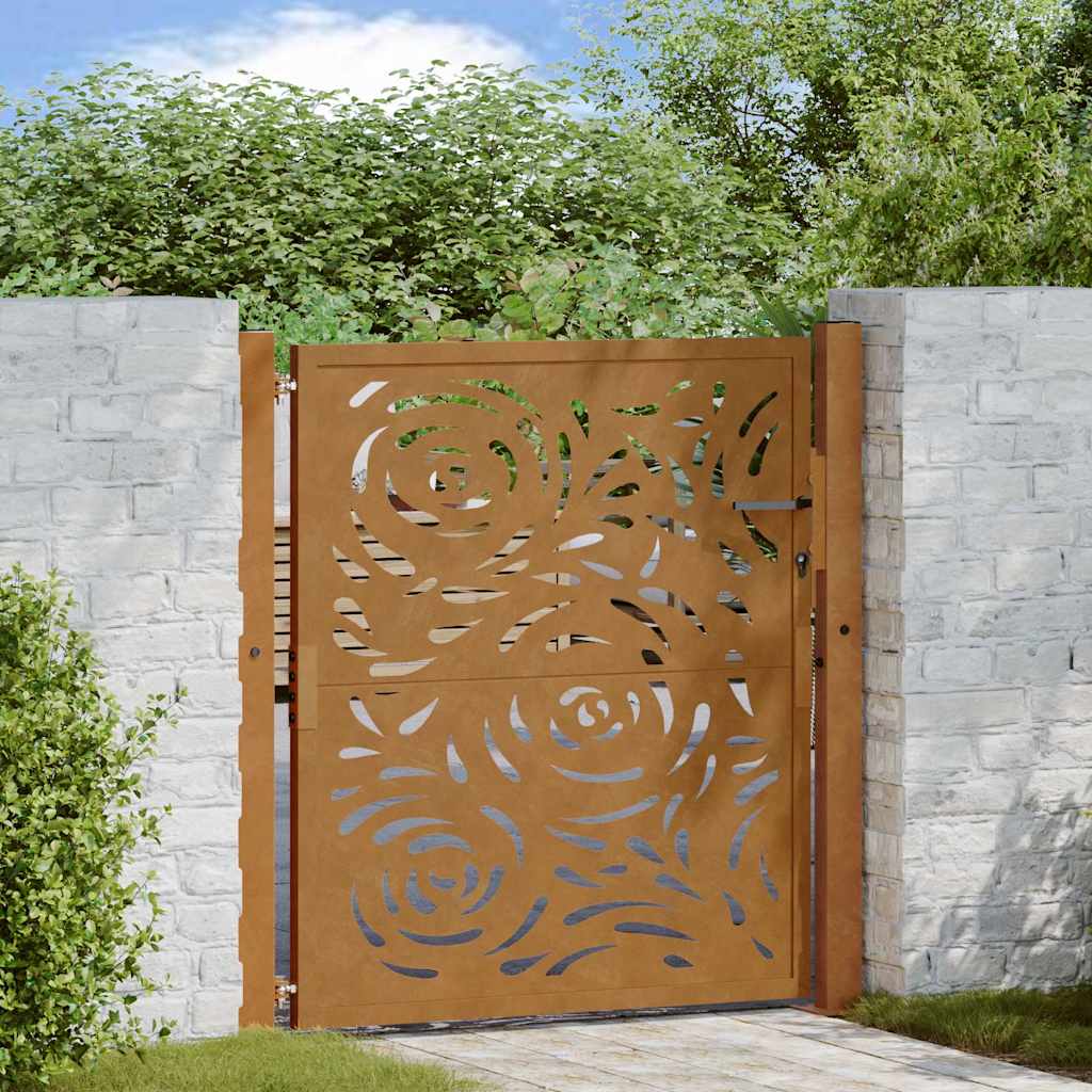 Gartentor 100x100 cm Verwitterungsstahl Flammendesign