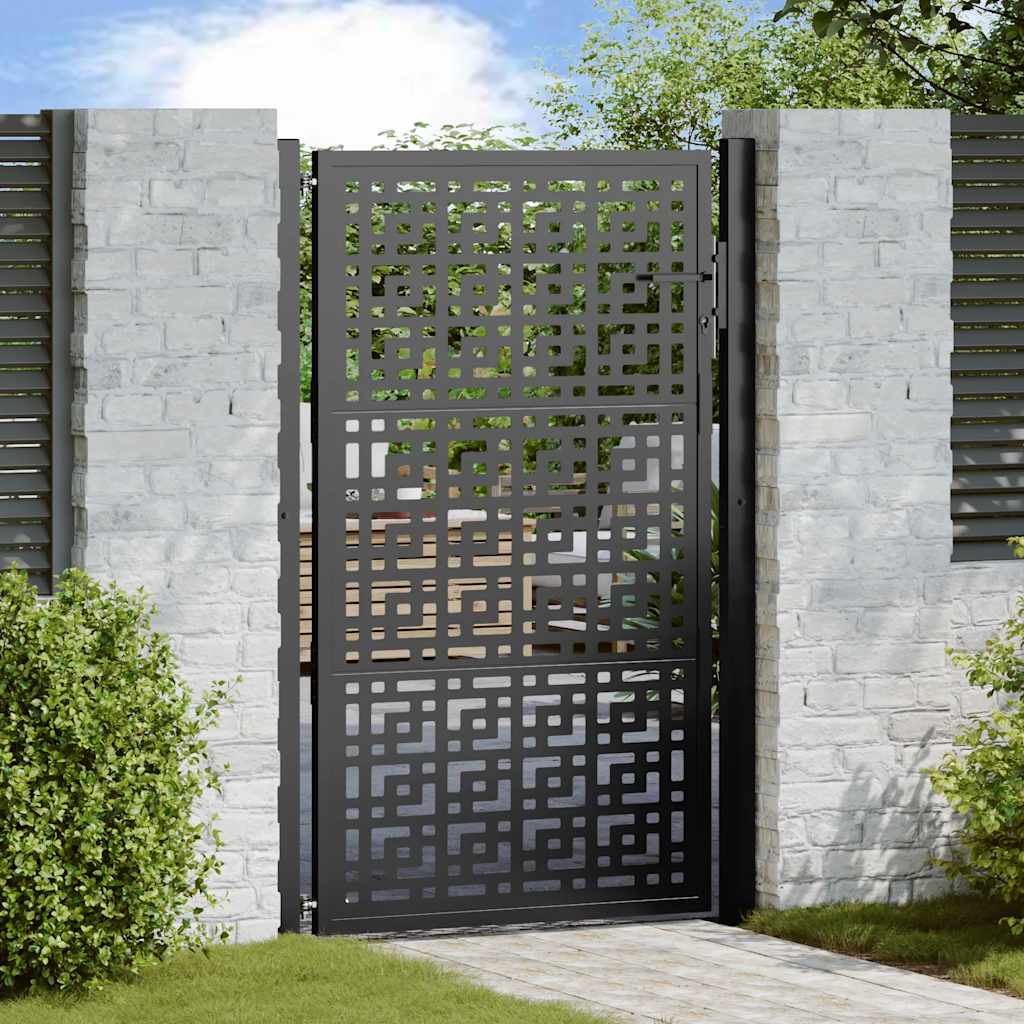 Gartentor Schwarz 100x150 cm Stahl Kreuz-Design