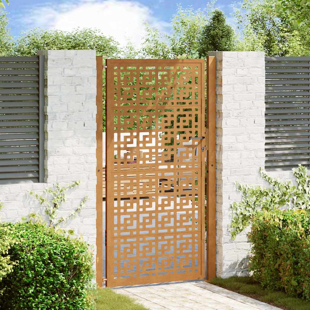 Gartentor 100x200 cm Verwitterungsstahl Kreuzdesign