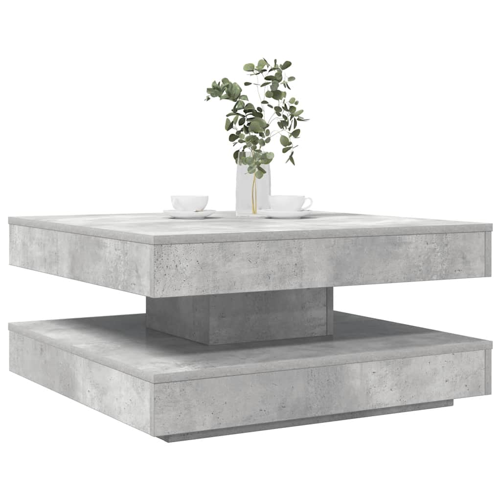 Couchtisch 360-Grad Drehbar Betongrau 70x70x34,5 cm