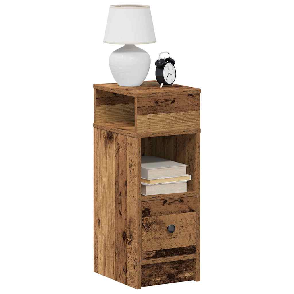 Nachttische 2 Stk. mit Schublade Altholz-Optik 25x31x66 cm