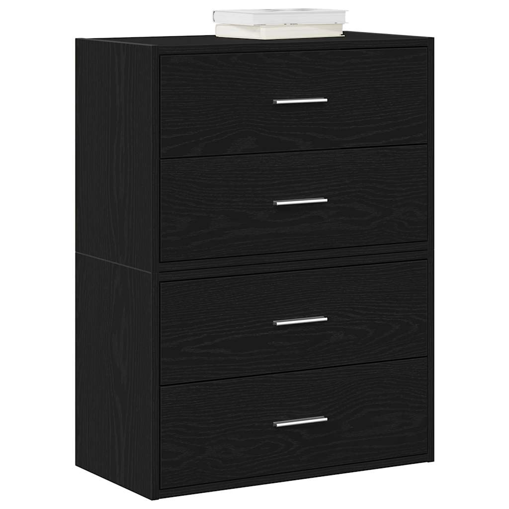 Schränke mit 4 Schubladen 2Stk. Schwarz Eichen-Optik 60x31x40cm