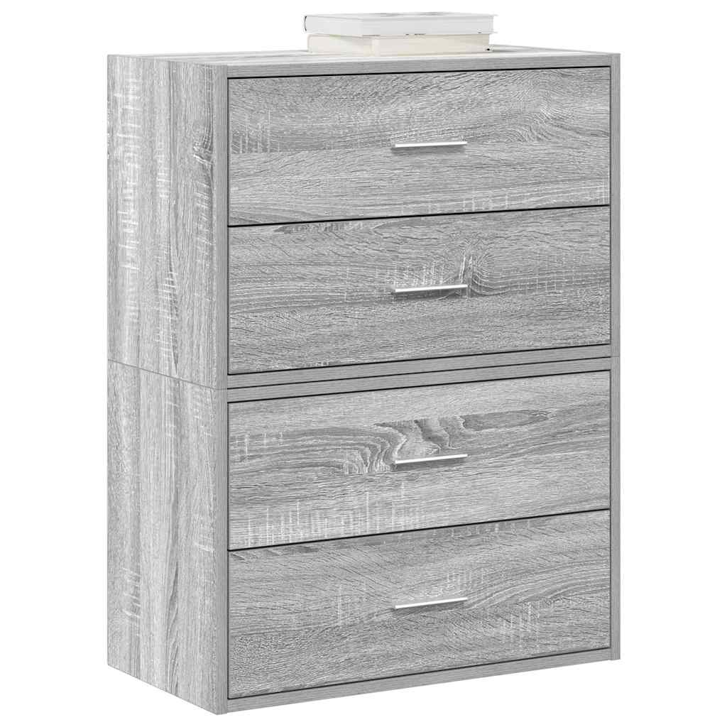 Schränke mit 4 Schubladen 2 Stk. Grau Sonoma 60x31x40 cm