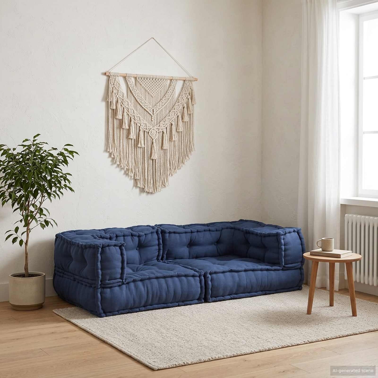 Modulare Sofagarnitur 3 stk. Stoff Indigo 140 x 70 x 36 cm