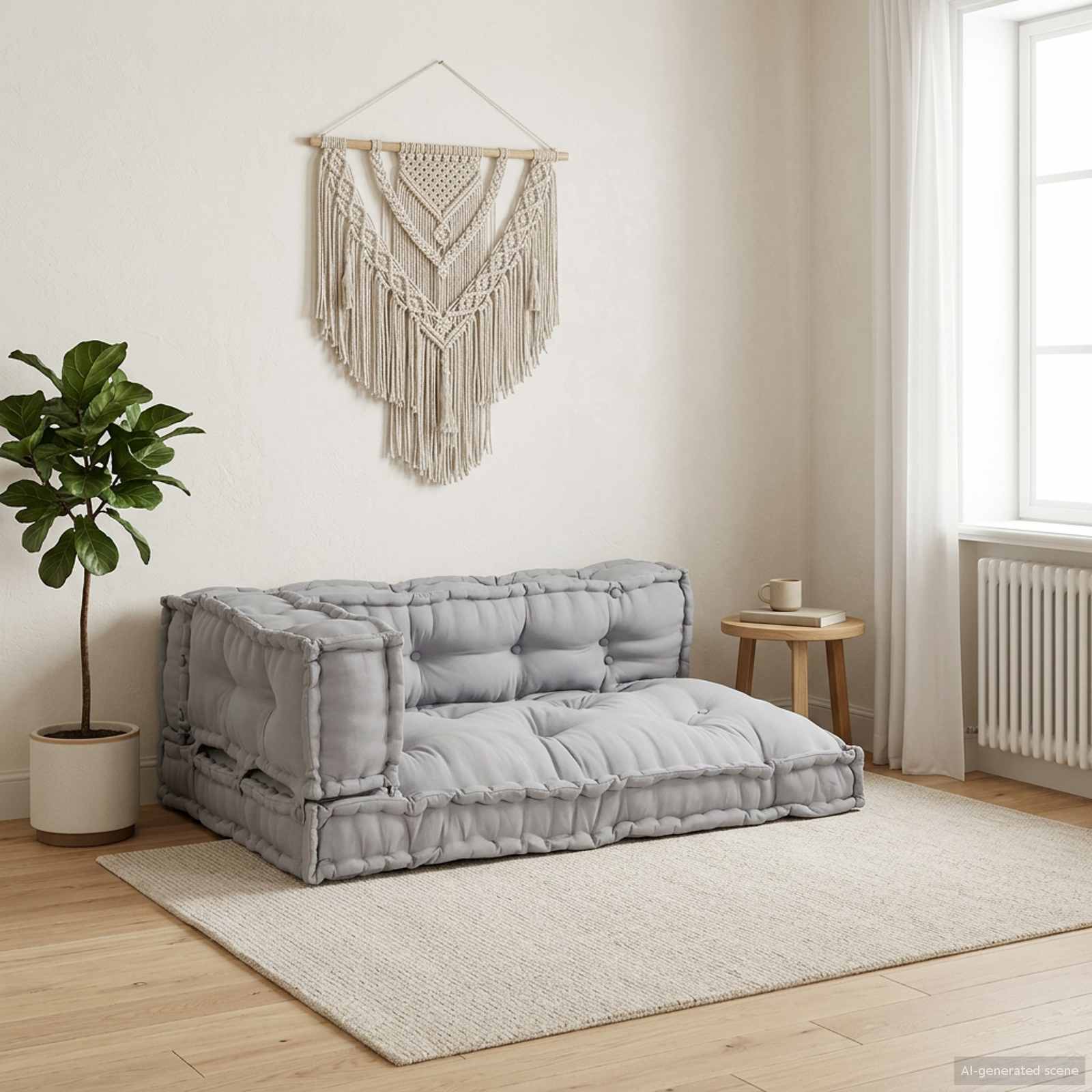Pallet Sofa Kissen 3 stk. Stoff Grau 120 x 80 x 38 cm