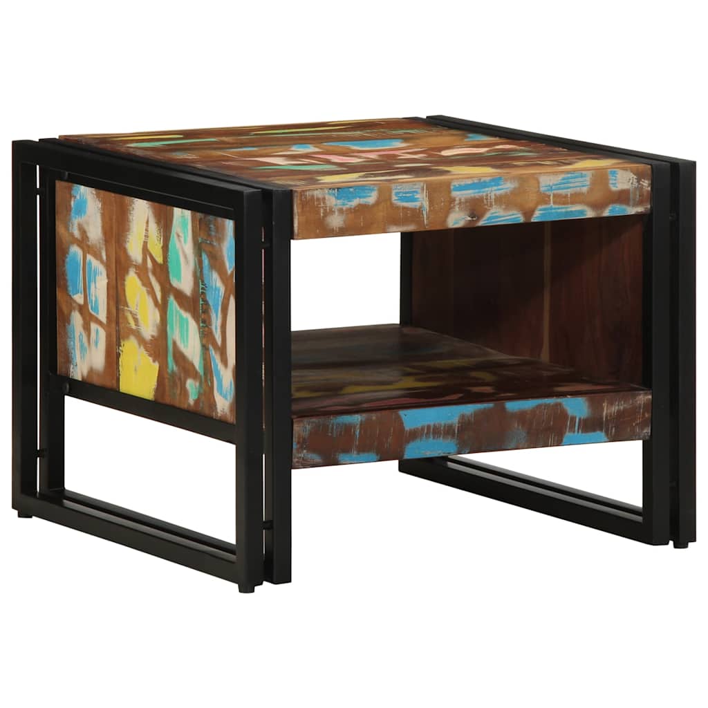 Couchtisch Mehrfarbig 50x50x38 cm Altholz Massivholz