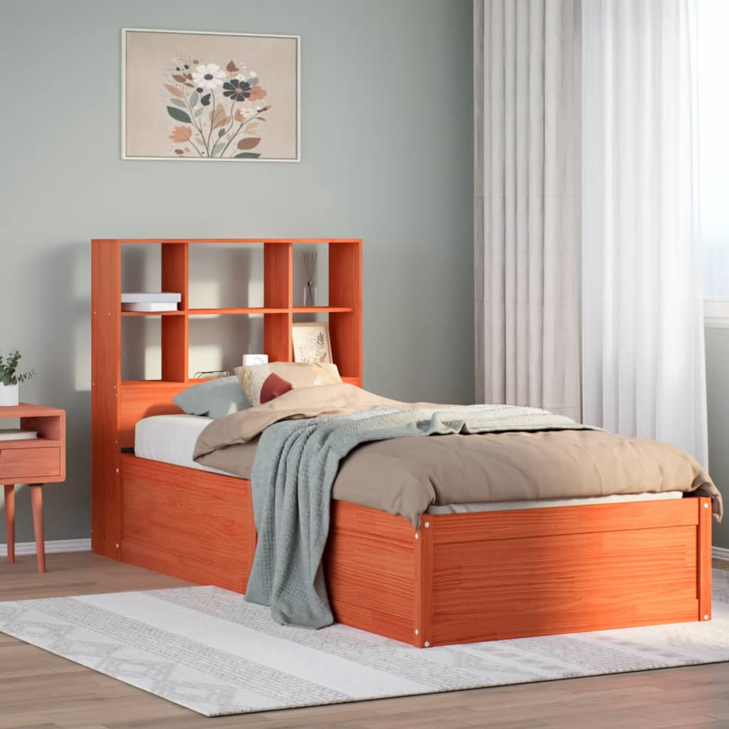 Massivholzbett ohne Matratze Wachsbraun 75x190 cm Kiefernholz