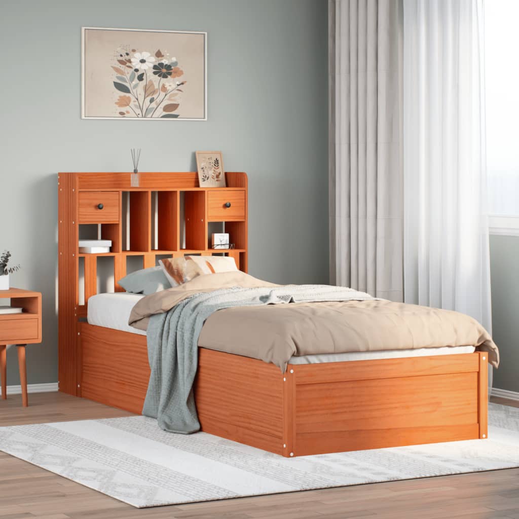 Massivholzbett ohne Matratze Wachsbraun 75x190 cm Kiefernholz