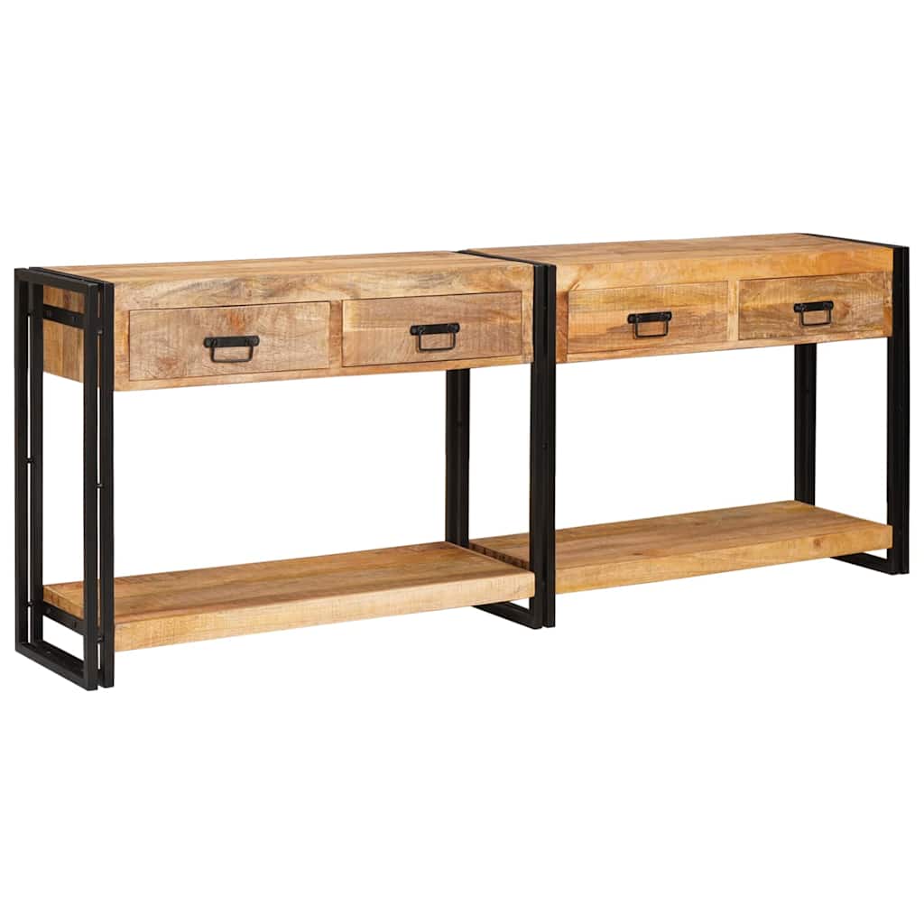 Konsolen-Tische 2 stk. Braun 200 x 33 x 75 cm Massivholz Mango