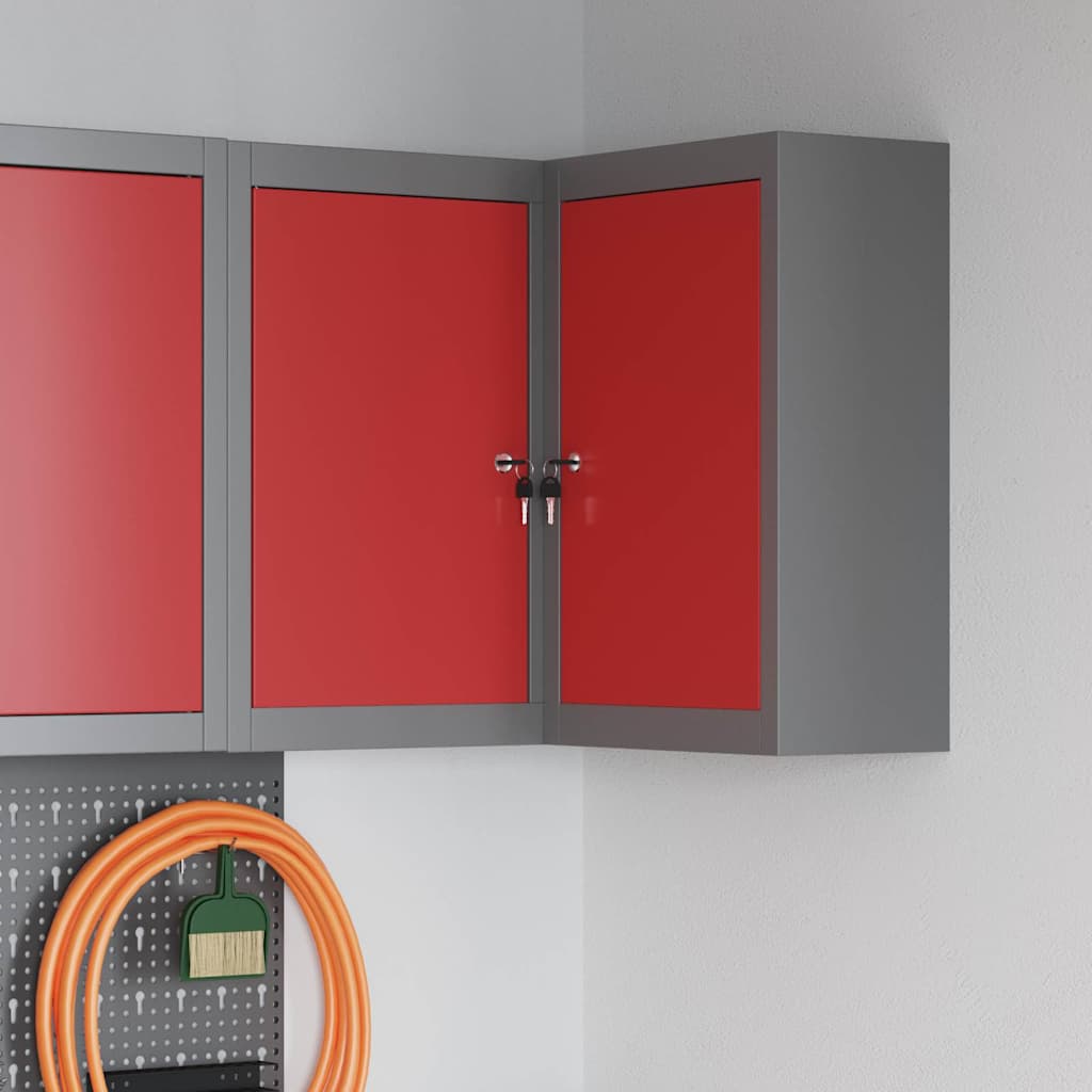 Werkzeugschrank mit Regal Rot und Grau 50 x 20 x 55 cm