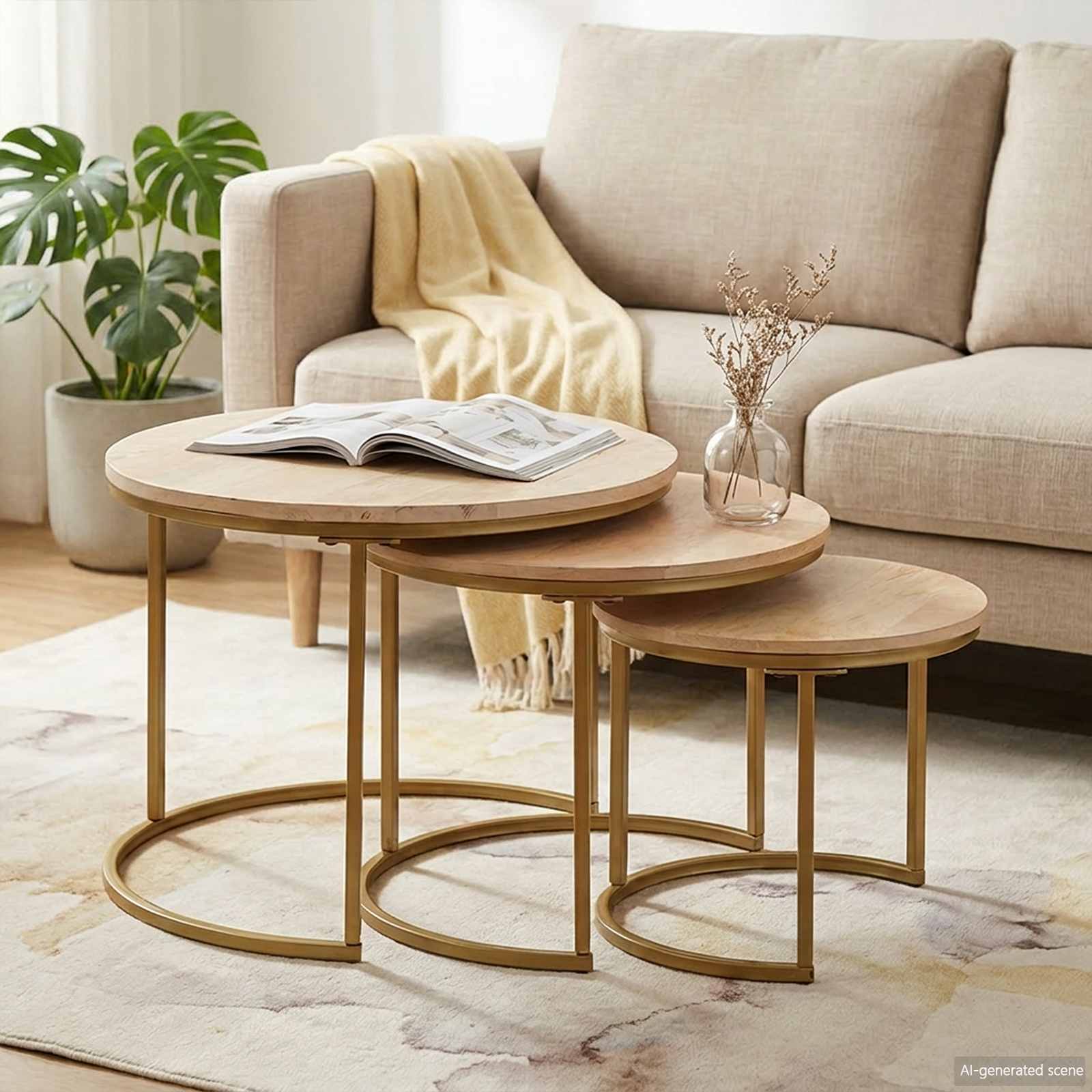 Nesting-Couchtische 3 stk. Braun 60 x 60 x 45 cm