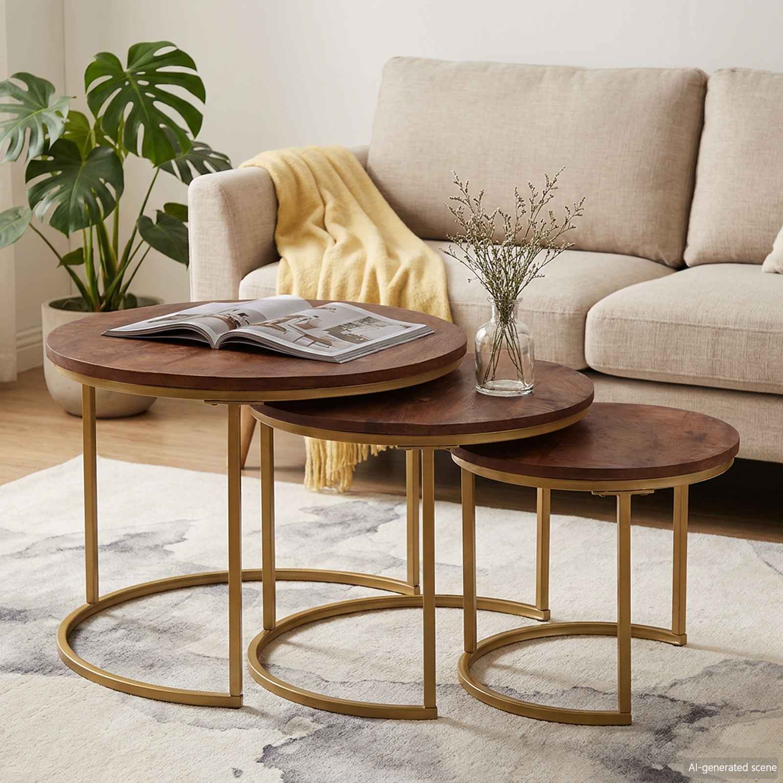 Nesting-Couchtische 3 stk. Dunkelbraun 60 x 60 x 45 cm