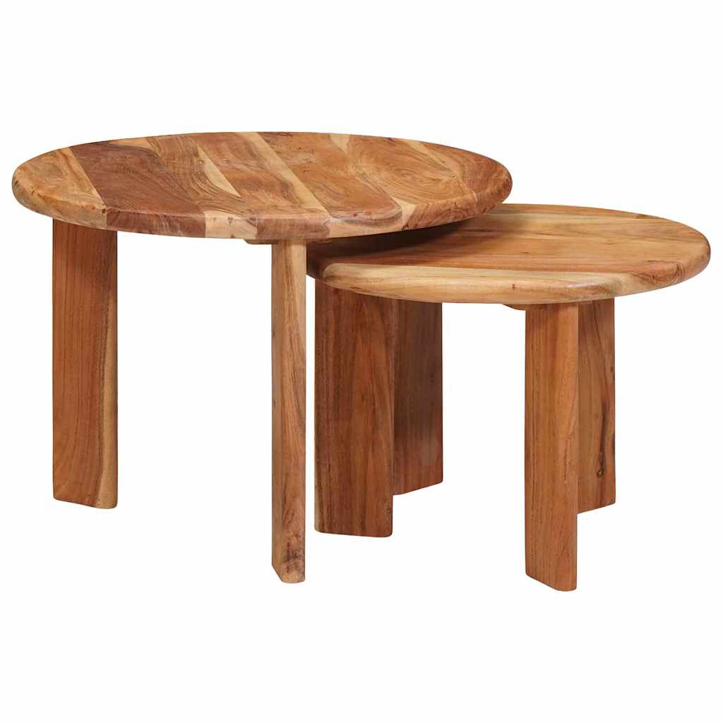 Nesting-Couchtische 2 stk. Braun Ø 50 x 40 cm Massivholz Akazie
