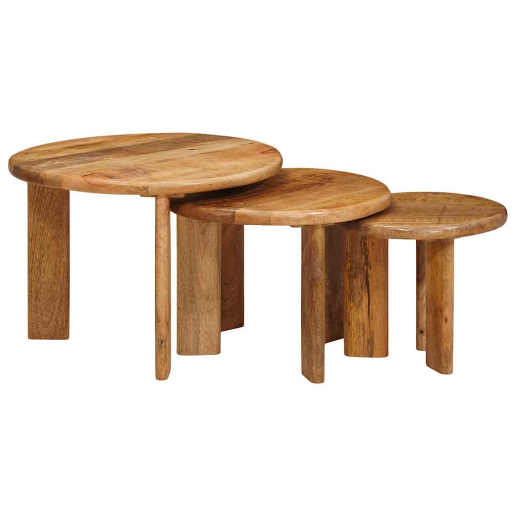 Nesting-Couchtische 3 stk. Braun Ø 54 x 40 cm Massivholz Mango