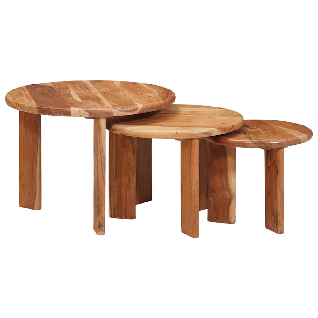 Nesting-Couchtische 3 stk. Braun Ø 54 x 40 cm Massivholz Akazie