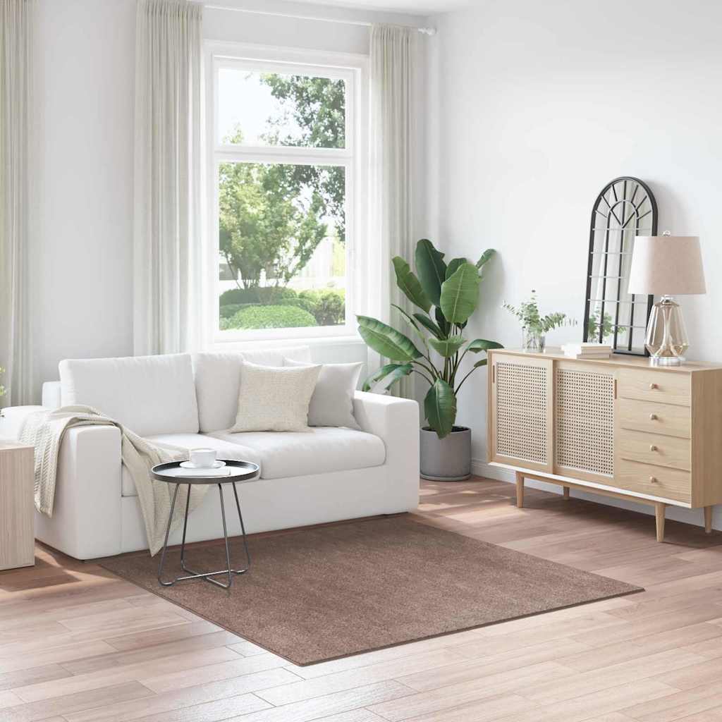 Anti-Rutsch Shaggy Teppich Braun 160 x 160 cm PP
