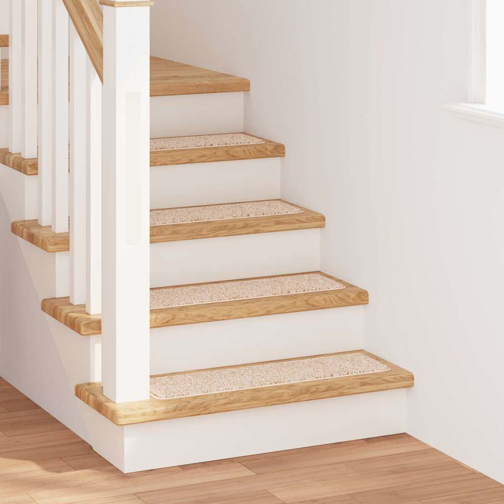 Rutschfeste Treppenmatten 15 stk. 75 x 20 cm Creme PP