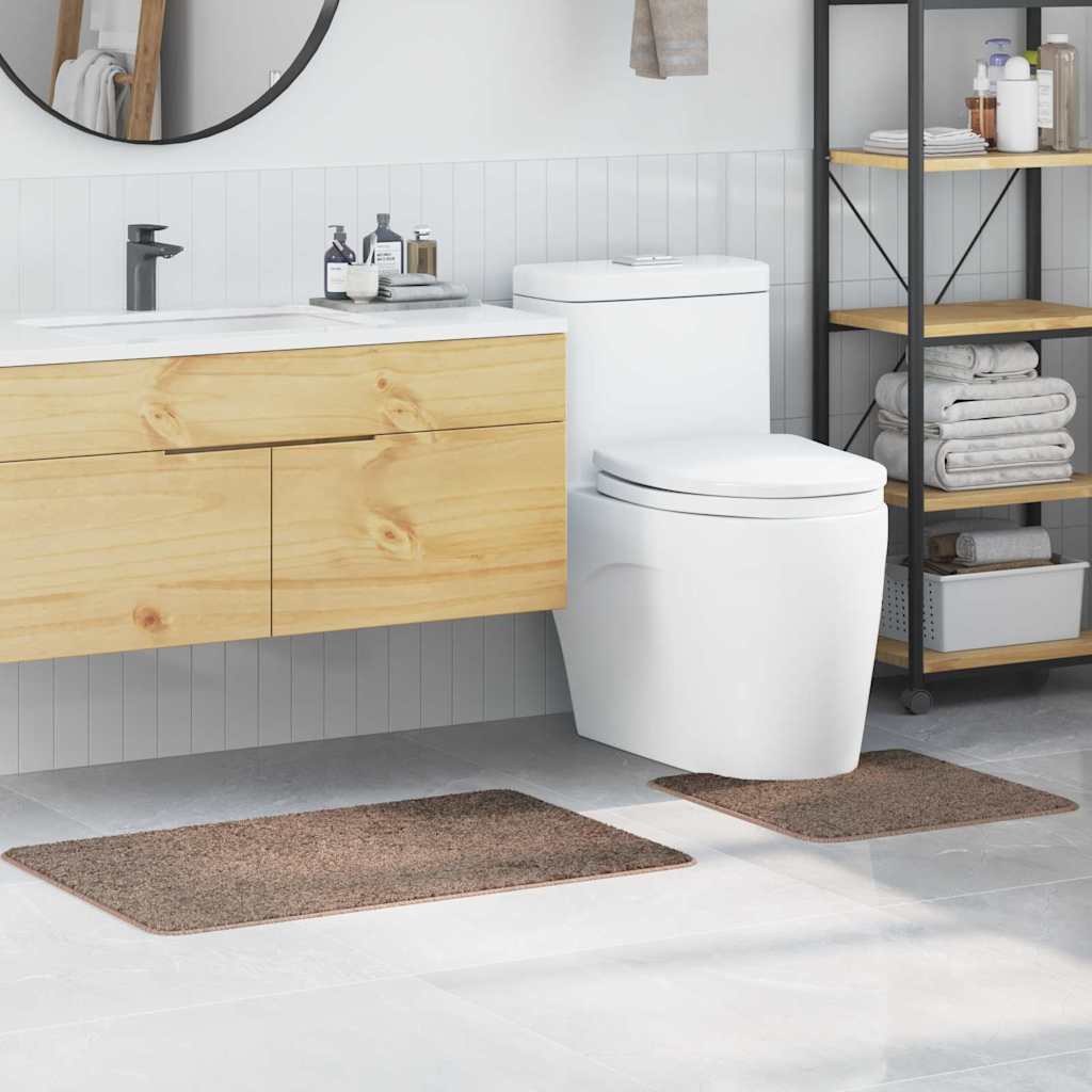 Anti-Rutsch Badematten-Set 2 stk. Braun 50 x 50 cm PP