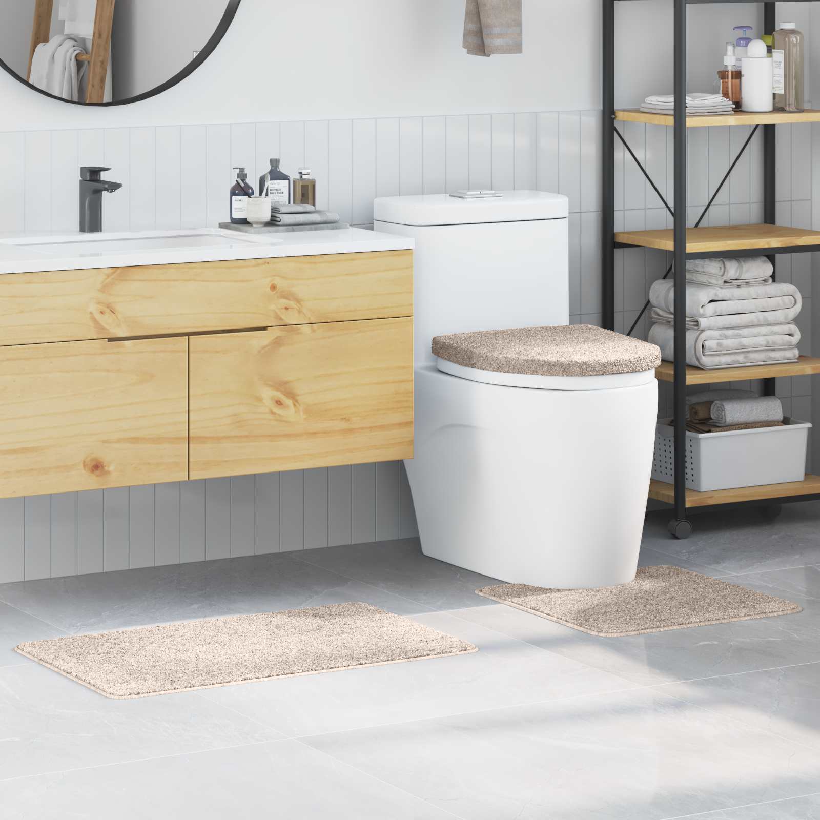 Anti-Rutsch Badematten-Set 3 stk. Creme 50 x 80 cm PP